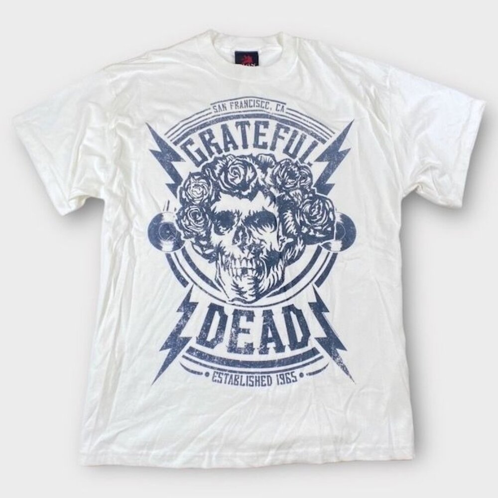 Grateful Dead Head Banner Tee Shirt White, Size 1X